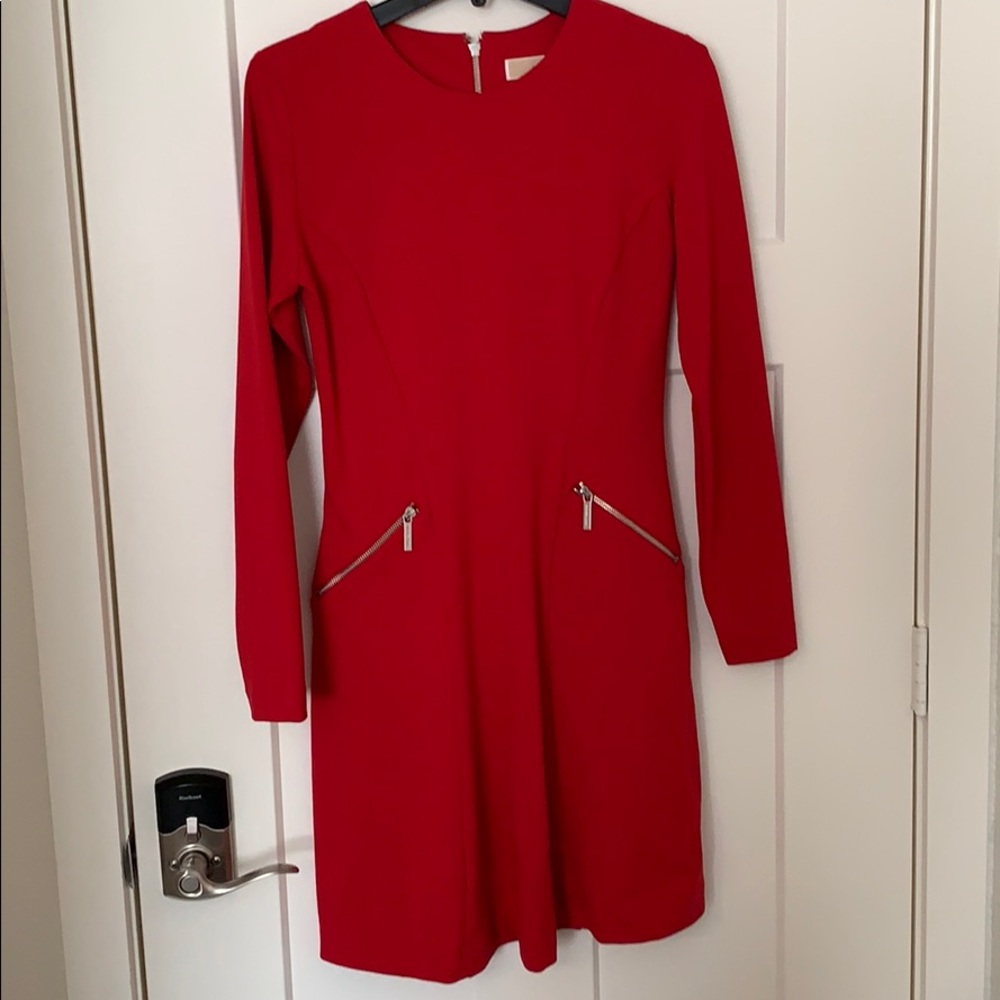 Red Michael Kors Dress with Zipper Detailing